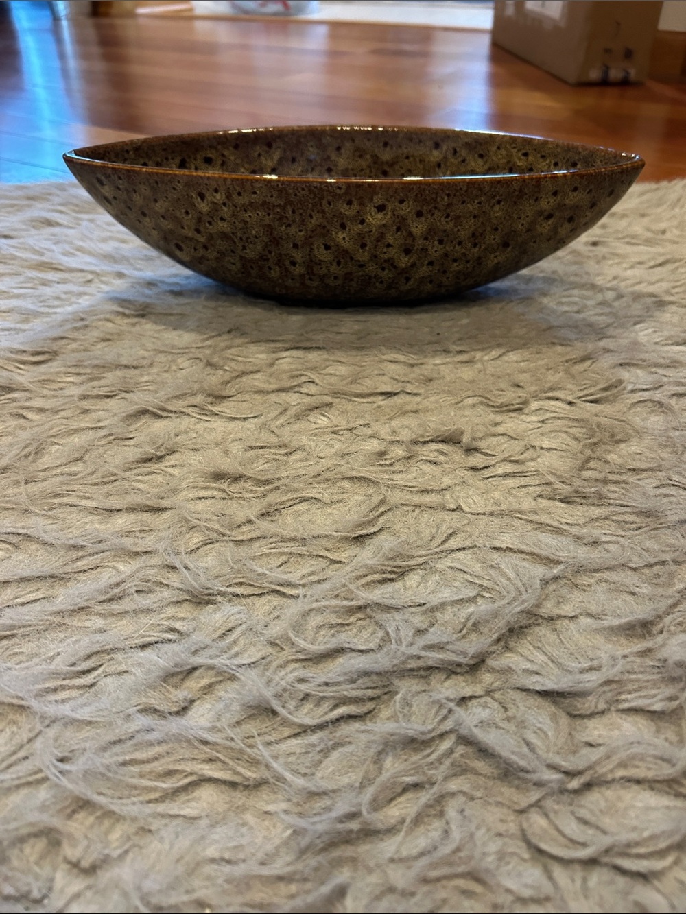 Speckled Ceramic Decorative Bowl in Brown And Yellow